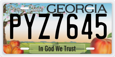 GA license plate PYZ7645