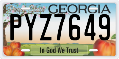 GA license plate PYZ7649