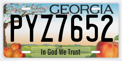 GA license plate PYZ7652