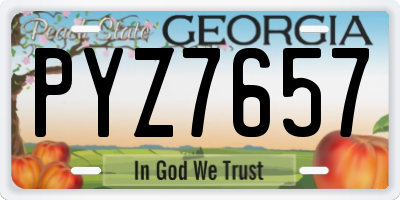 GA license plate PYZ7657