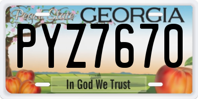 GA license plate PYZ7670
