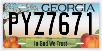 GA license plate PYZ7671