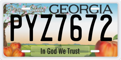 GA license plate PYZ7672