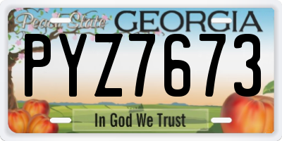 GA license plate PYZ7673