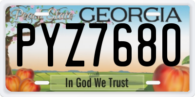 GA license plate PYZ7680