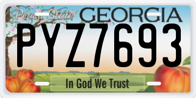GA license plate PYZ7693