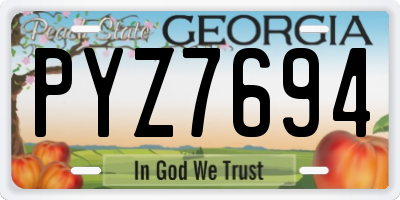 GA license plate PYZ7694