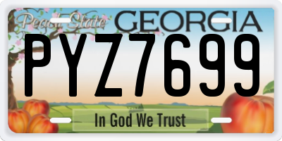 GA license plate PYZ7699
