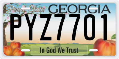GA license plate PYZ7701