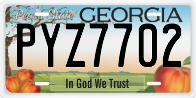 GA license plate PYZ7702