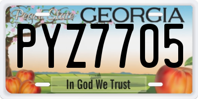 GA license plate PYZ7705