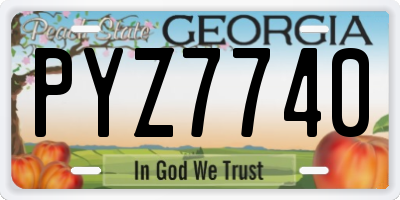 GA license plate PYZ7740