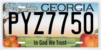 GA license plate PYZ7750