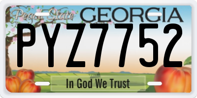 GA license plate PYZ7752