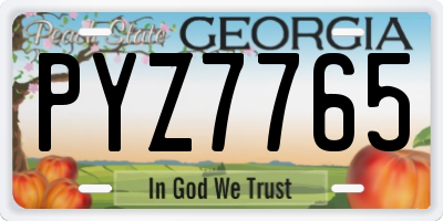 GA license plate PYZ7765