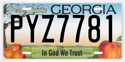 GA license plate PYZ7781