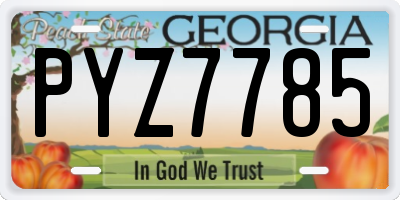 GA license plate PYZ7785