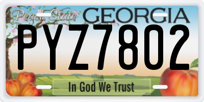 GA license plate PYZ7802
