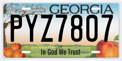 GA license plate PYZ7807