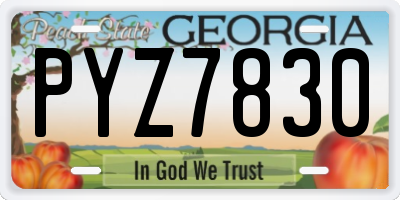 GA license plate PYZ7830