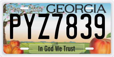 GA license plate PYZ7839