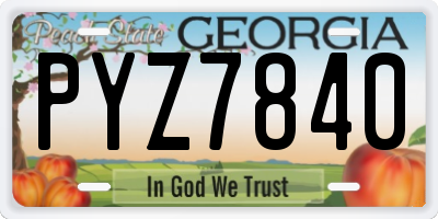 GA license plate PYZ7840