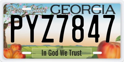 GA license plate PYZ7847