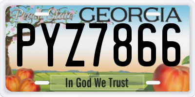 GA license plate PYZ7866