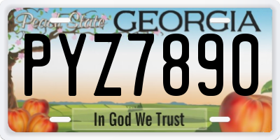 GA license plate PYZ7890