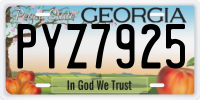 GA license plate PYZ7925