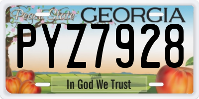 GA license plate PYZ7928