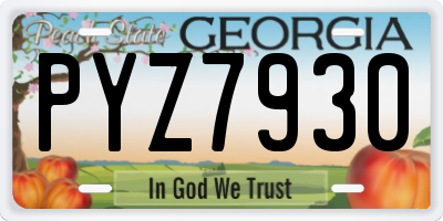 GA license plate PYZ7930