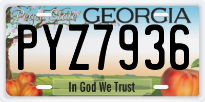 GA license plate PYZ7936