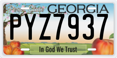 GA license plate PYZ7937