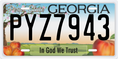 GA license plate PYZ7943