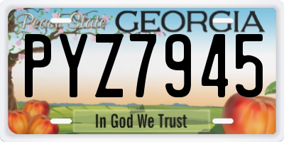 GA license plate PYZ7945