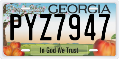 GA license plate PYZ7947