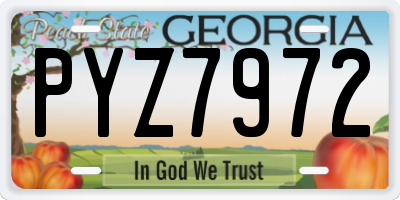 GA license plate PYZ7972