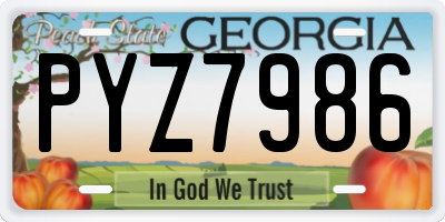 GA license plate PYZ7986