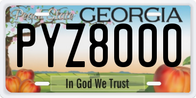 GA license plate PYZ8000