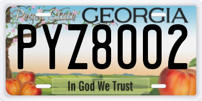 GA license plate PYZ8002