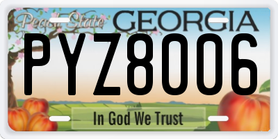 GA license plate PYZ8006