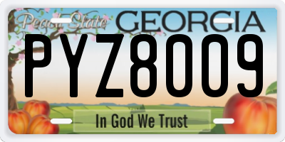 GA license plate PYZ8009
