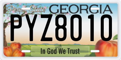 GA license plate PYZ8010