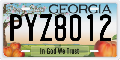 GA license plate PYZ8012