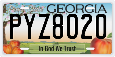 GA license plate PYZ8020