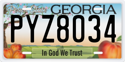 GA license plate PYZ8034