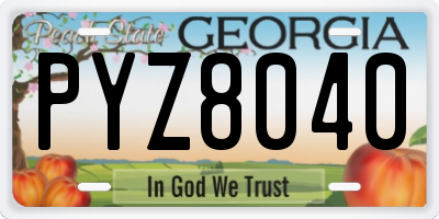 GA license plate PYZ8040