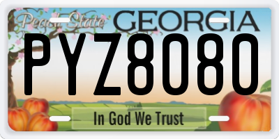 GA license plate PYZ8080