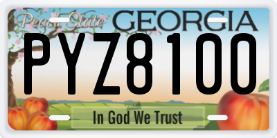 GA license plate PYZ8100